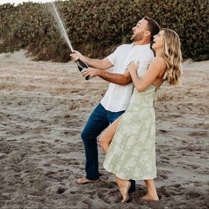 floral cowl neck high slit slip midi dress